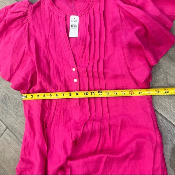 NWT Dark Pink Linen Blend Pleated Ruffle Swing Mini Dress Women’s Size M - Picture 6 of 8